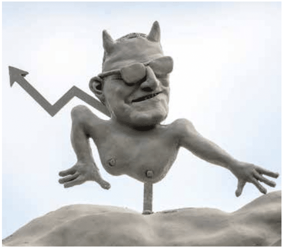 Jens Spahn, auf dem Denkmal himmelwärts stürmend, befindet sich mittlerweile selbst im Endlager.